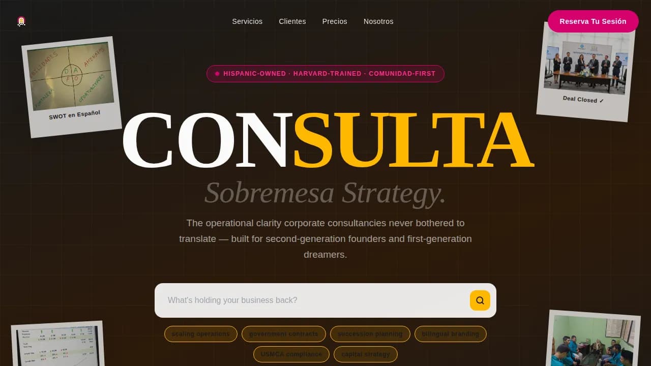 Hispanic-Owned Business Booking Website Template