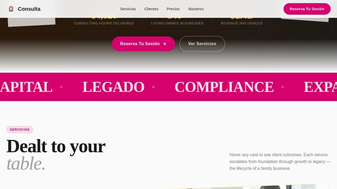 Hispanic-Owned Business Booking Website Template