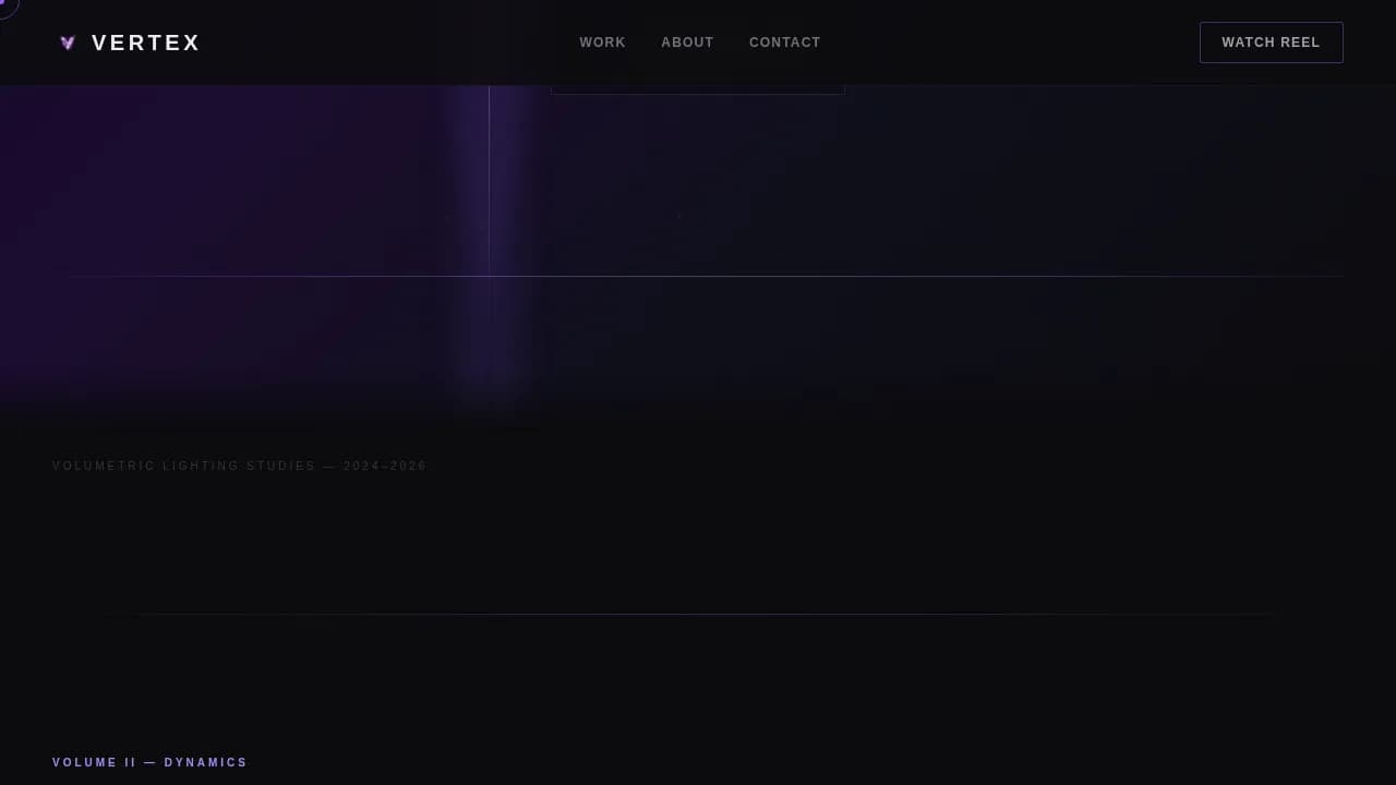 Vertex - Immersive 3D Artist Video Portfolio Landing Page Template