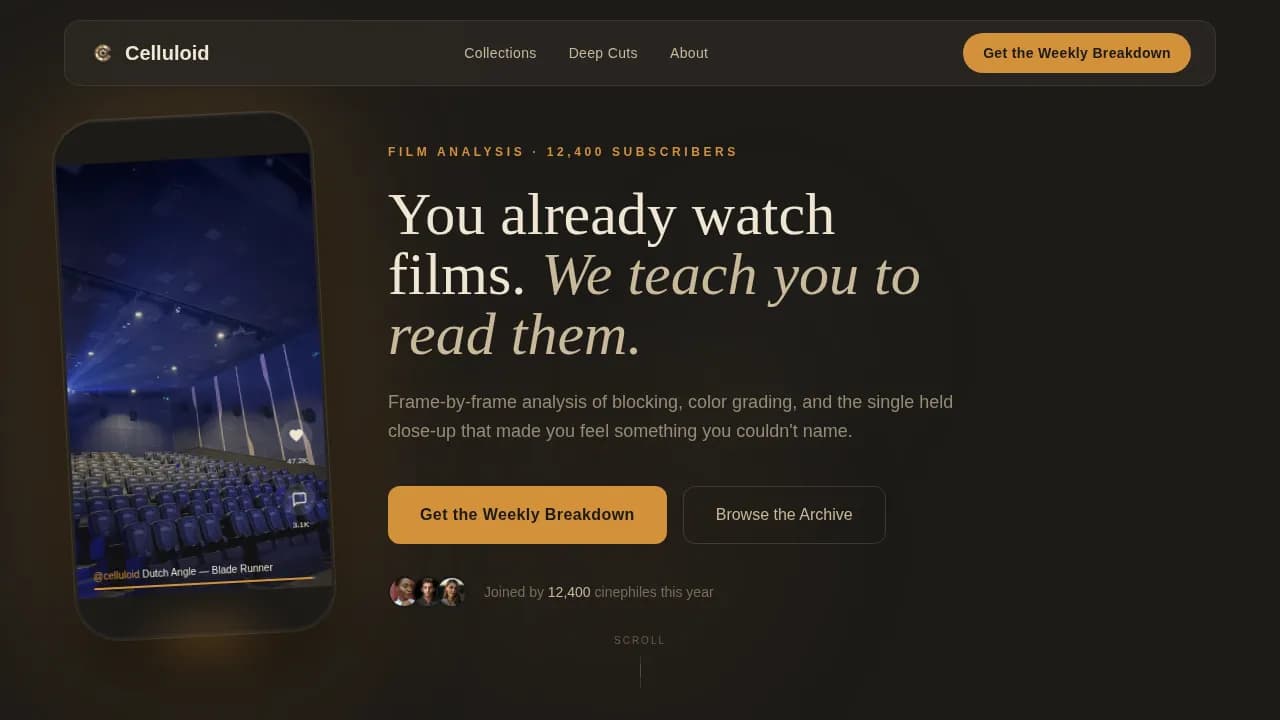 Reel — Cinematic Film Critique Landing Page Template