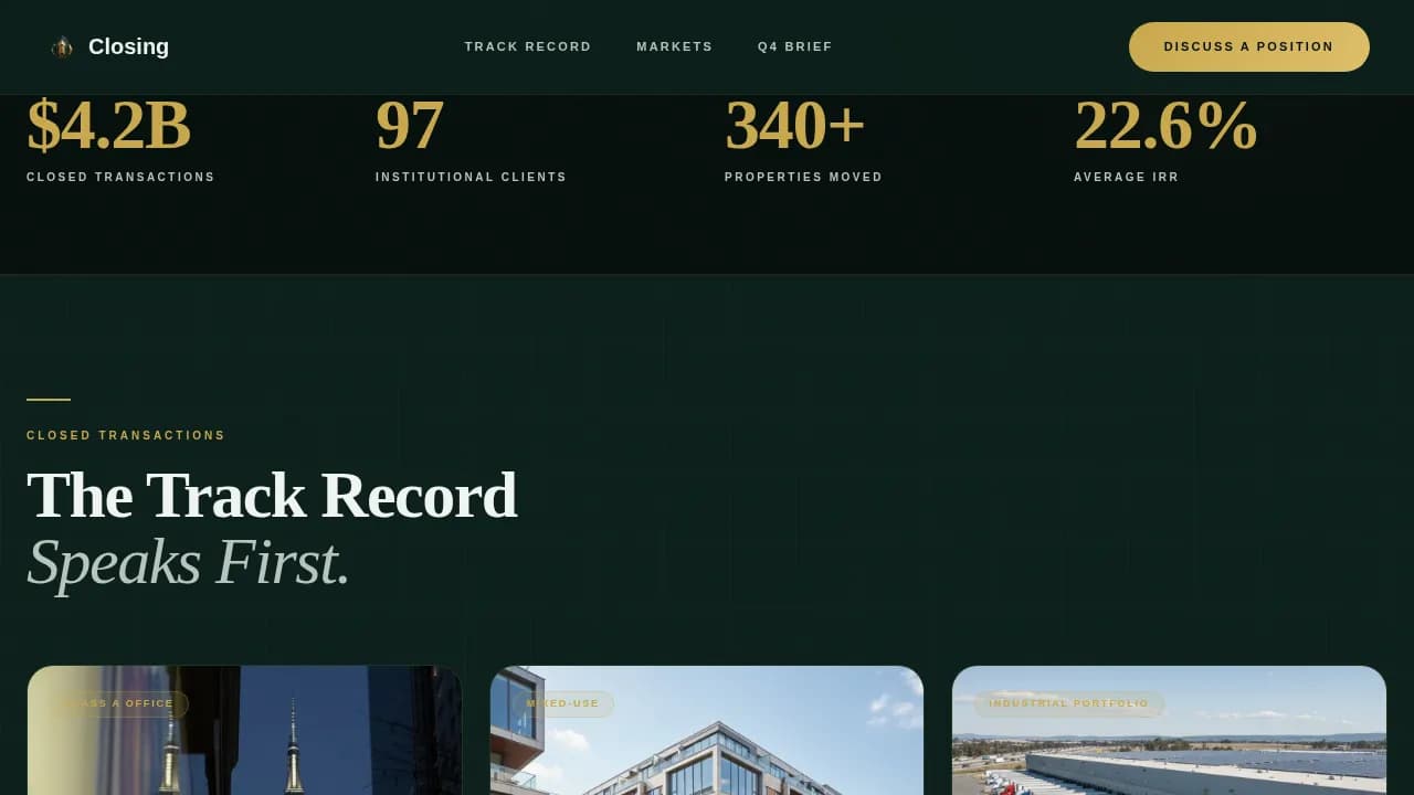 Landmark — Premium Commercial Real Estate Landing Page Template