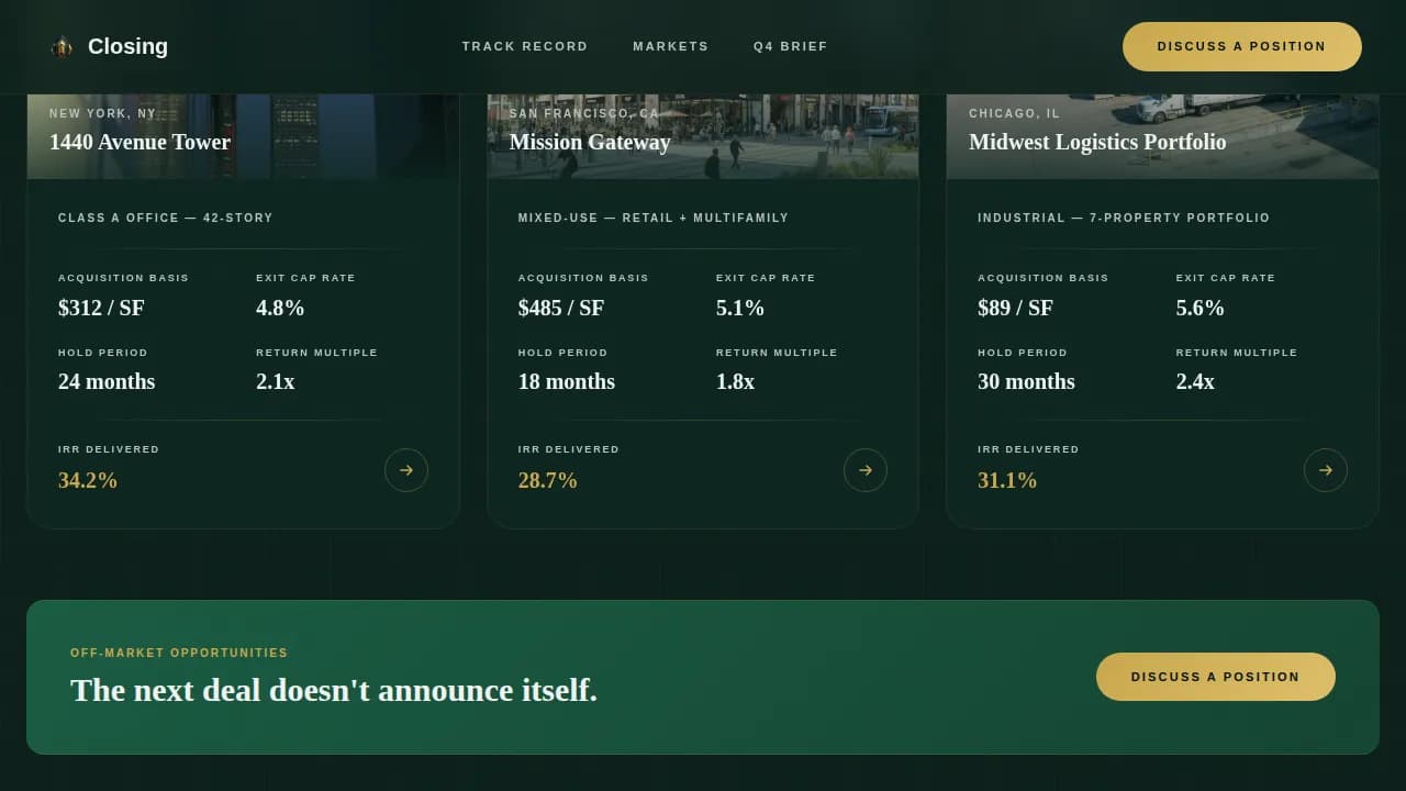 Landmark — Premium Commercial Real Estate Landing Page Template