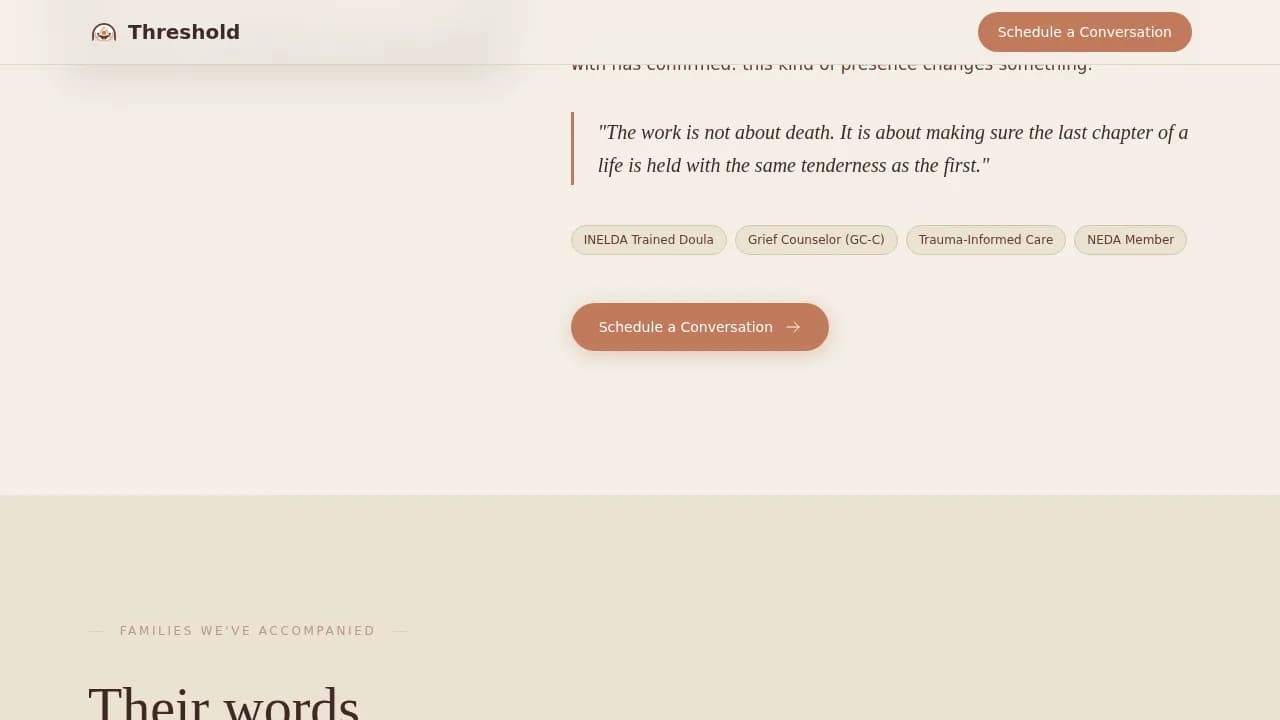 Passage — Dignified End-of-Life Care Landing Page Template