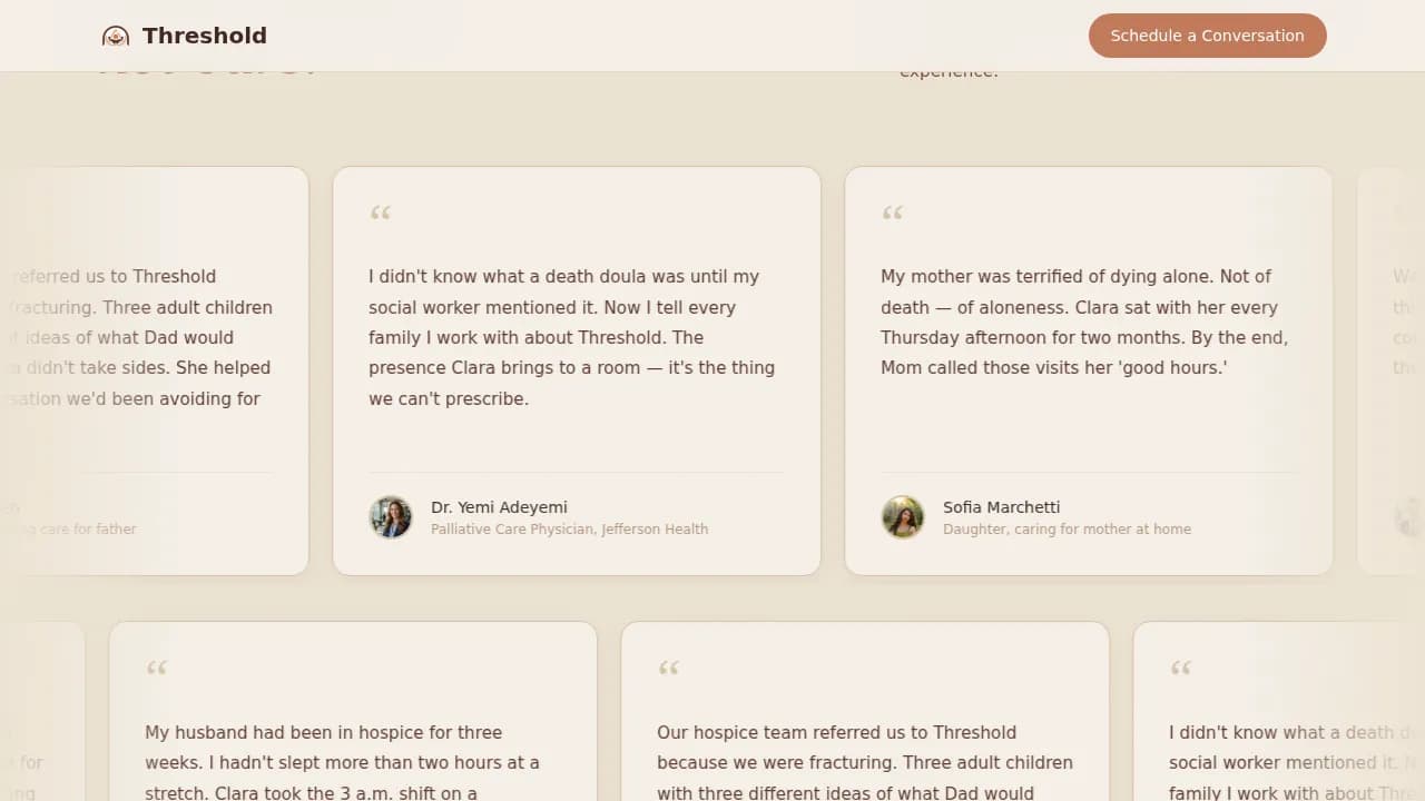 Passage — Dignified End-of-Life Care Landing Page Template