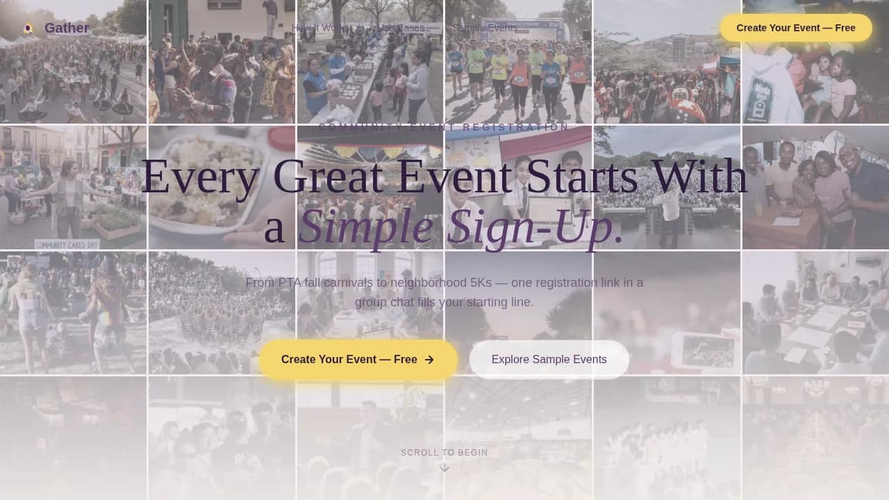 Gather - Community Event Registration Landing Page Template