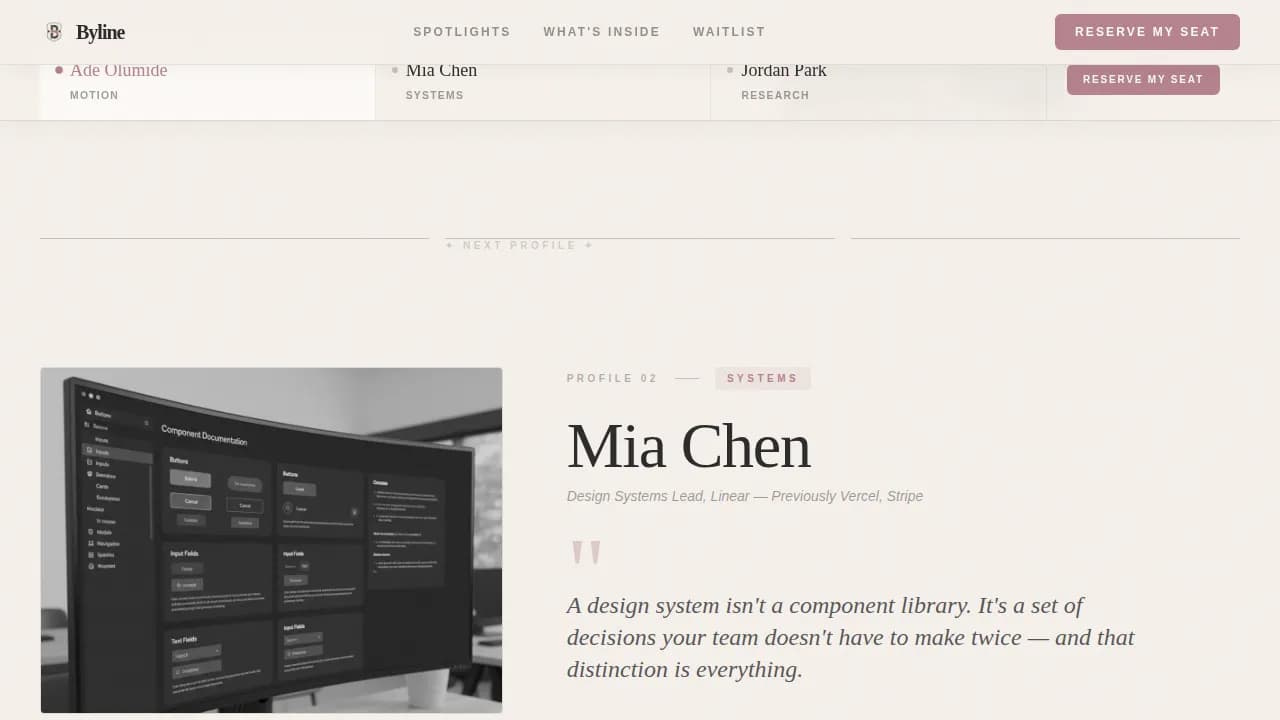 Byline Designer Interview Newsletter Landing Page Template