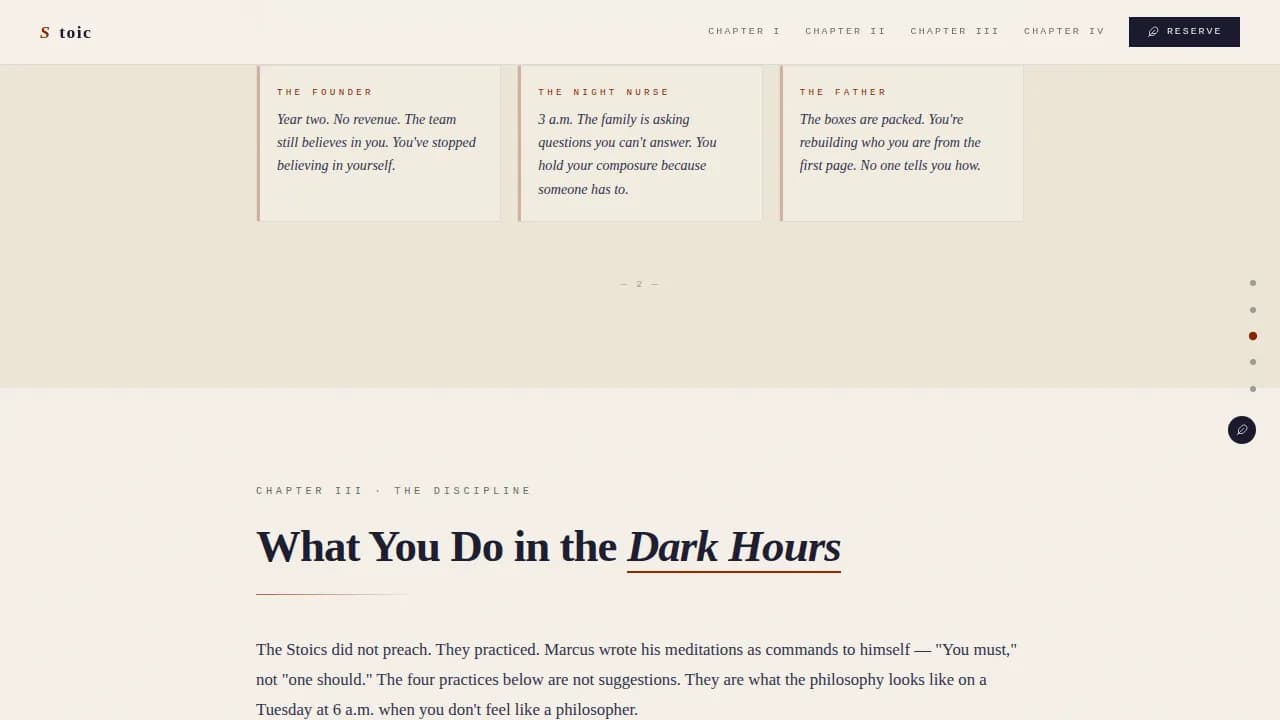 Stoicism Stoic Philosophy Blog Landing Page Template