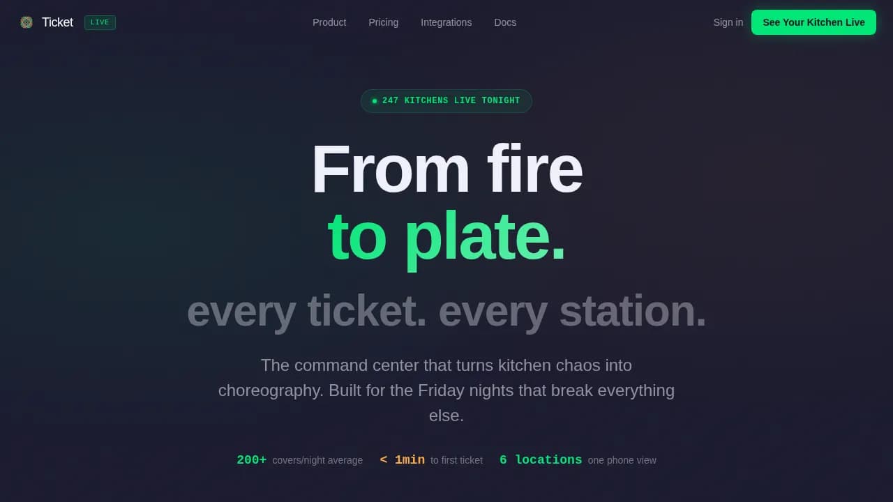 Live Ticket Command Dashboard Landing Page Template