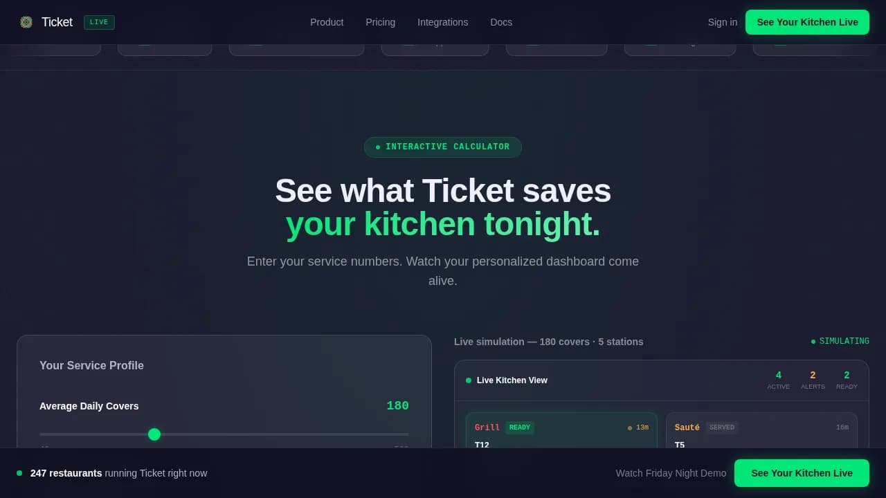 Live Ticket Command Dashboard Landing Page Template