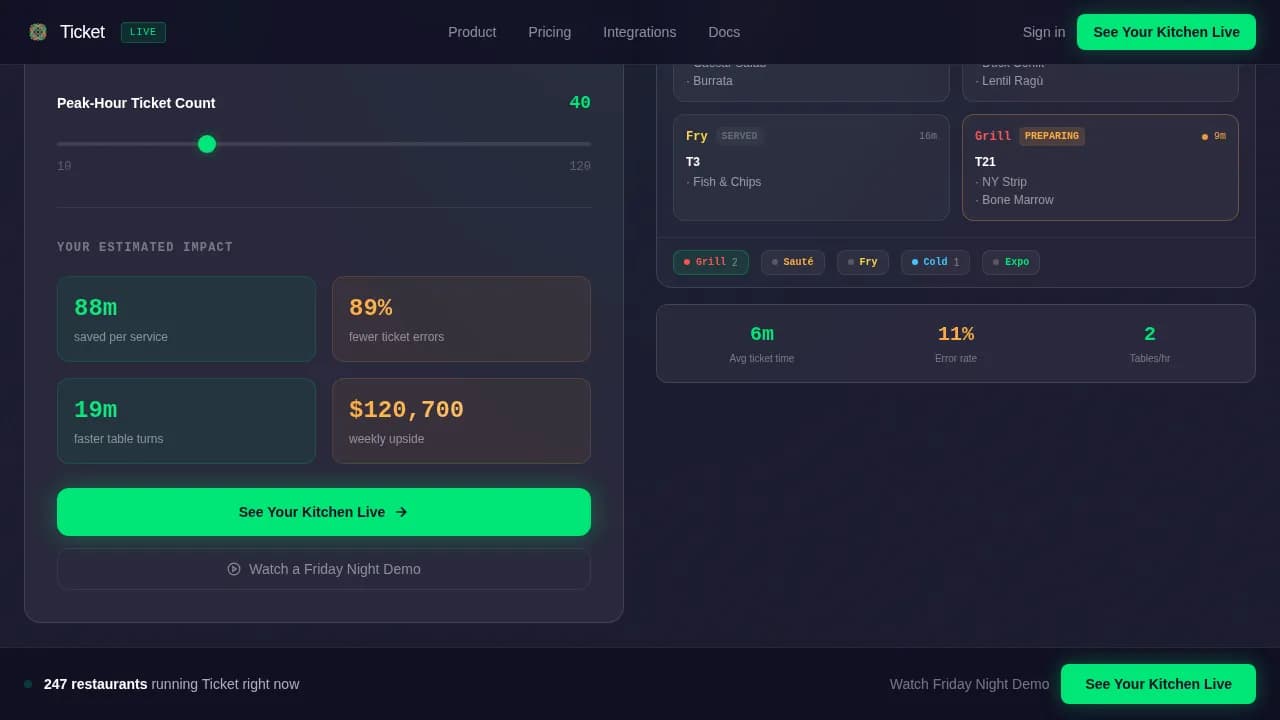 Live Ticket Command Dashboard Landing Page Template