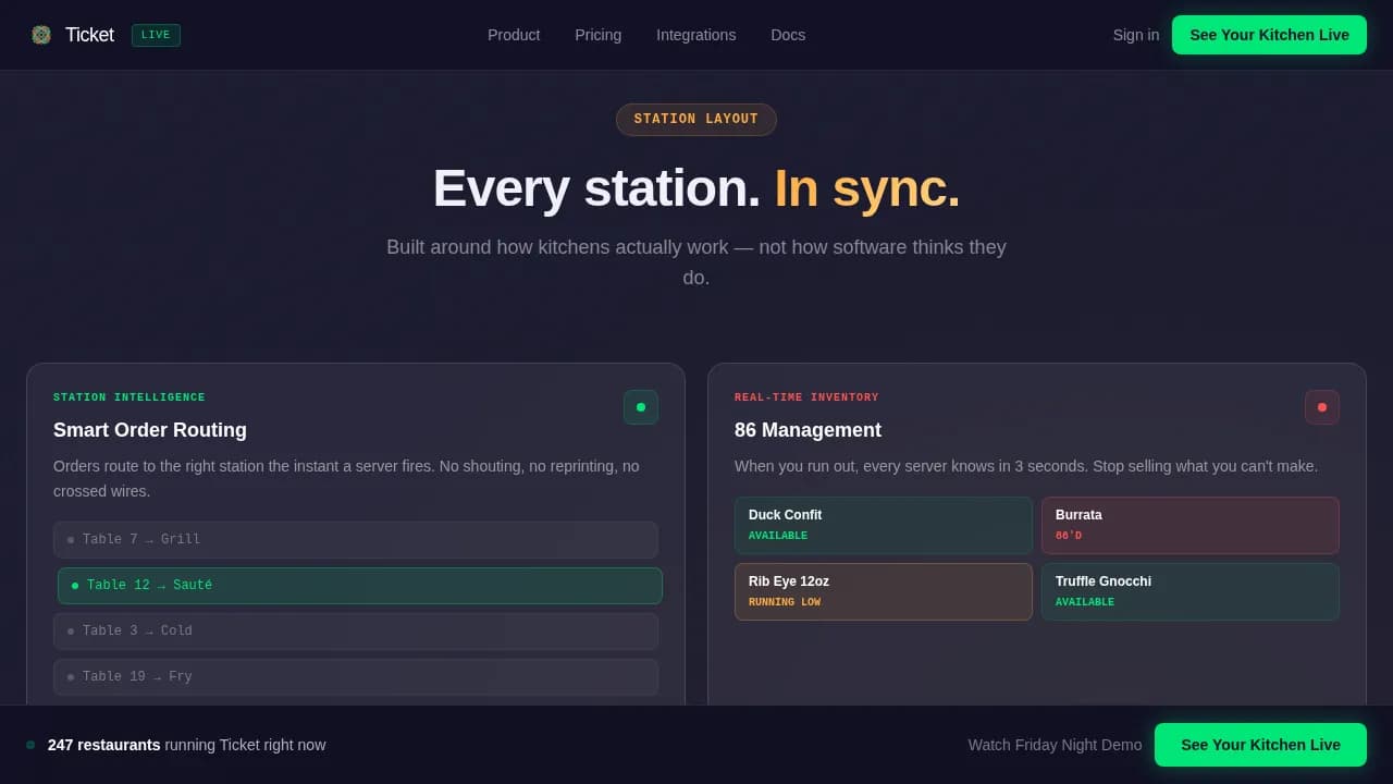 Live Ticket Command Dashboard Landing Page Template