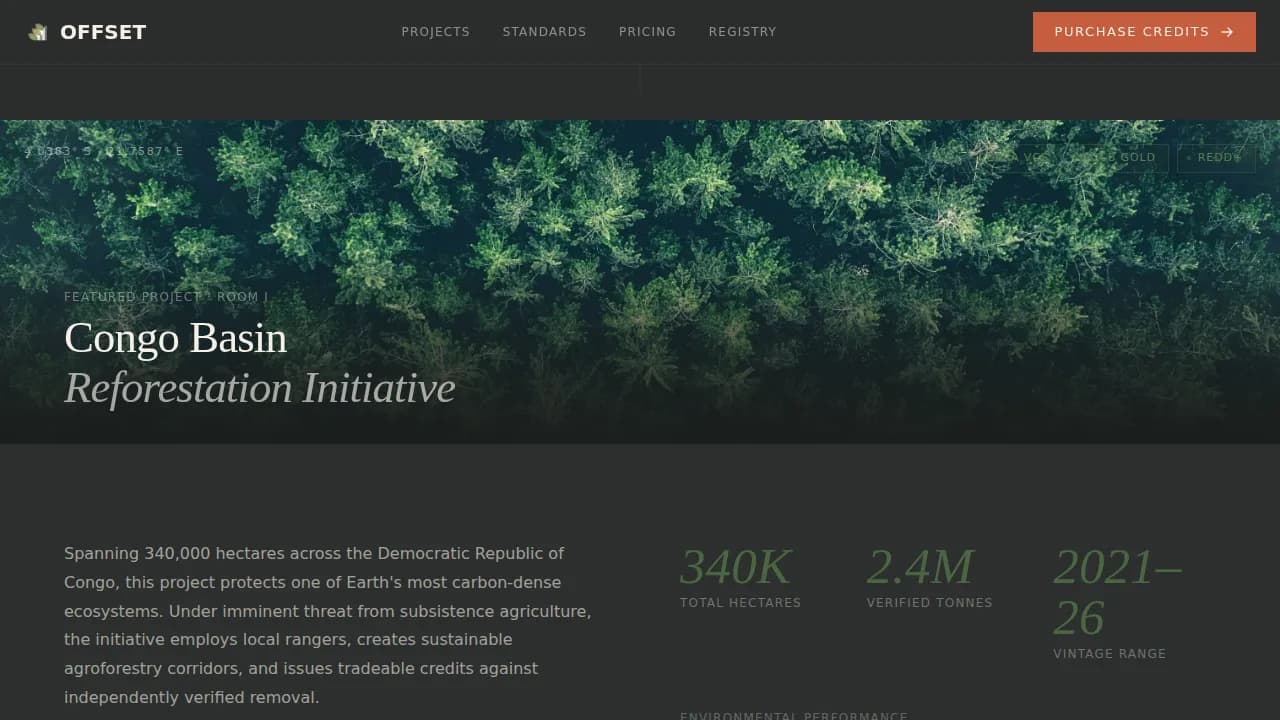 Verified Offset Carbon Brokerage Landing Page Template