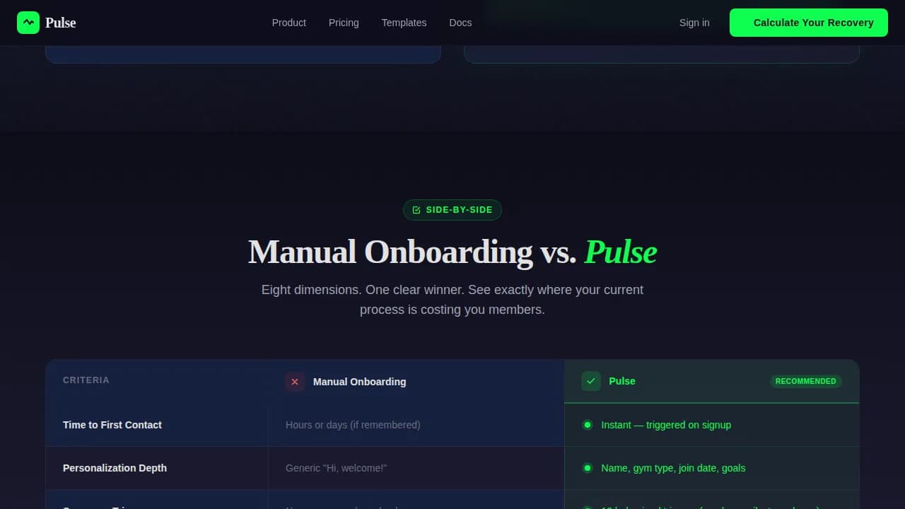 Pulse Fitness Email Automation Landing Page Template