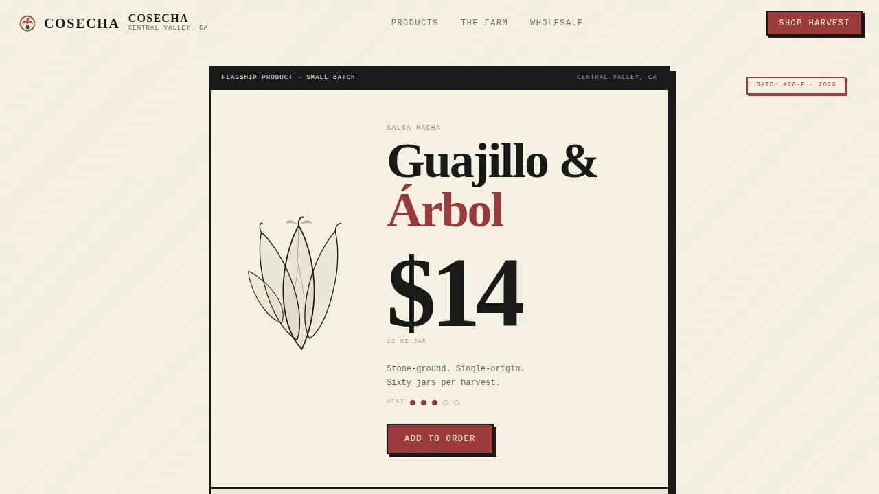 Cosecha Farm Producer Marketing Landing Page Template
