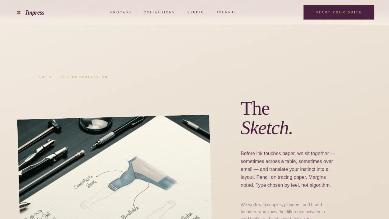 Impress Letterpress Invitation Design Landing Page Template