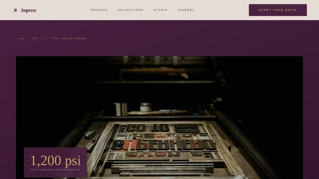 Impress Letterpress Invitation Design Landing Page Template