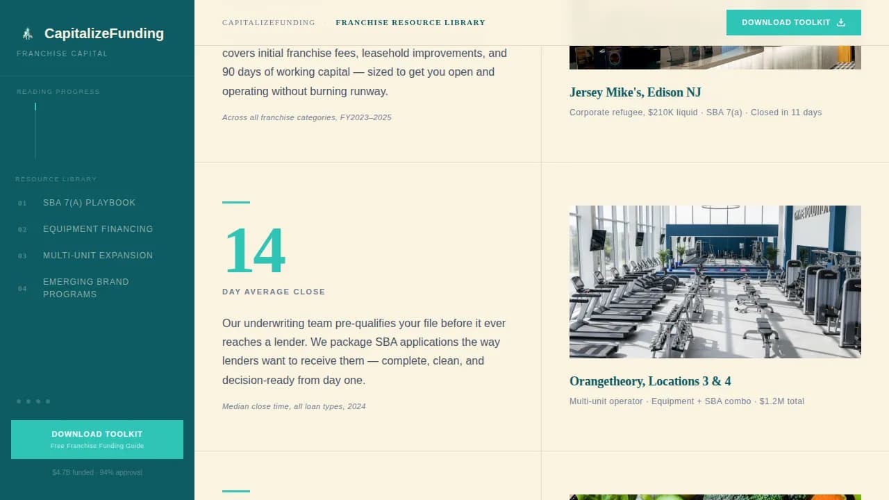 Capitalize — Smart Franchise Finance Landing Page Template