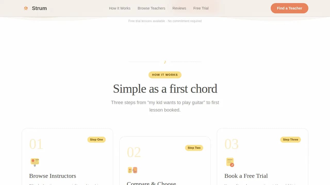 Harmony — Trusted Guitar Instruction Landing Page Template