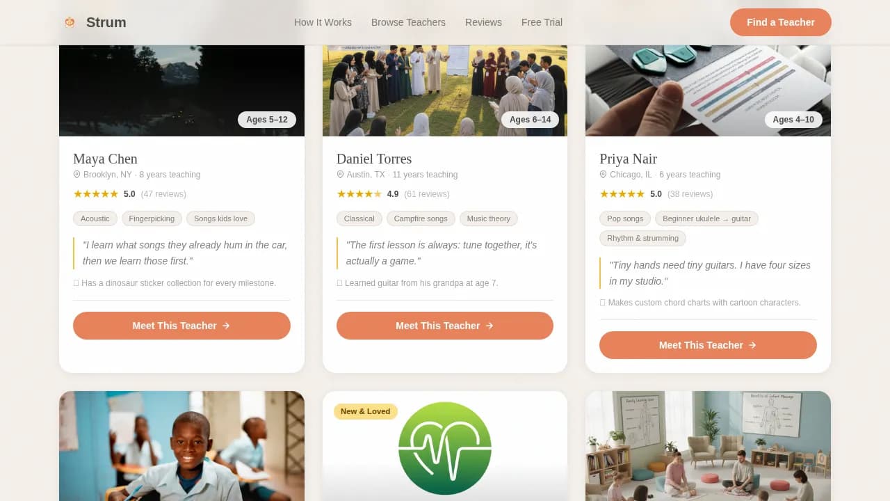 Harmony — Trusted Guitar Instruction Landing Page Template