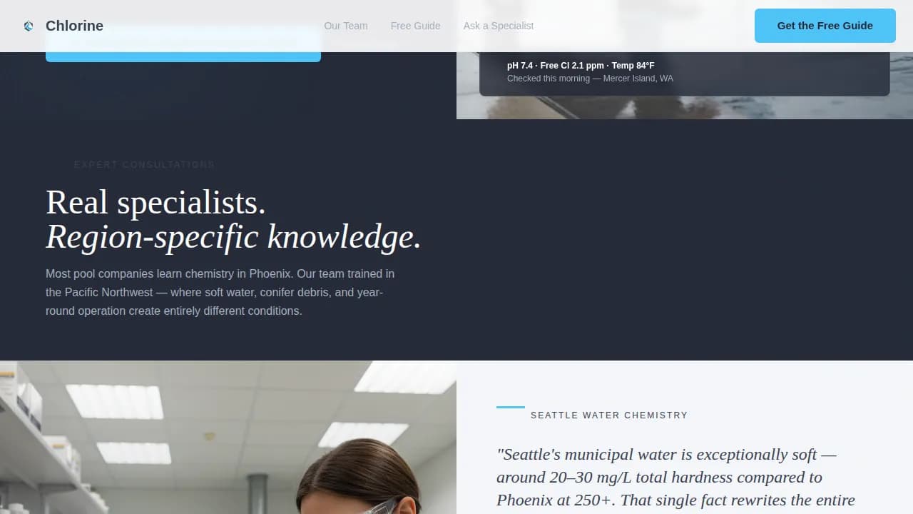 Crystal — Professional Pool Maintenance Landing Page Template