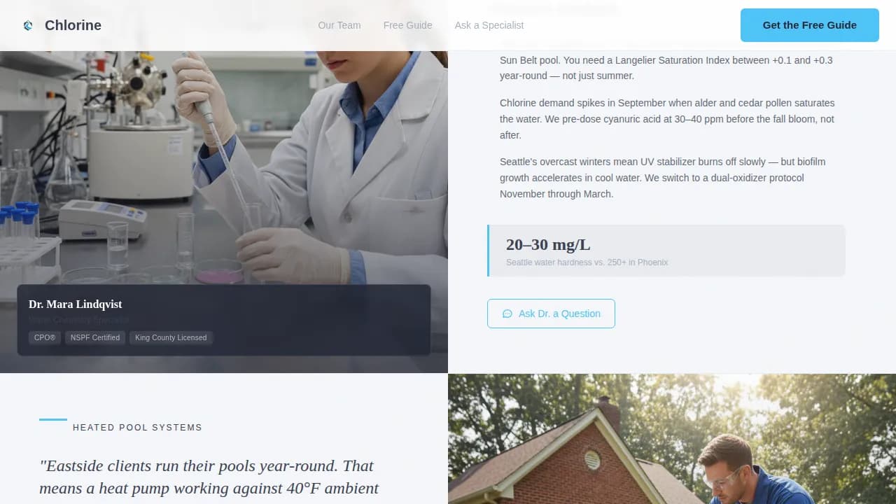 Crystal — Professional Pool Maintenance Landing Page Template