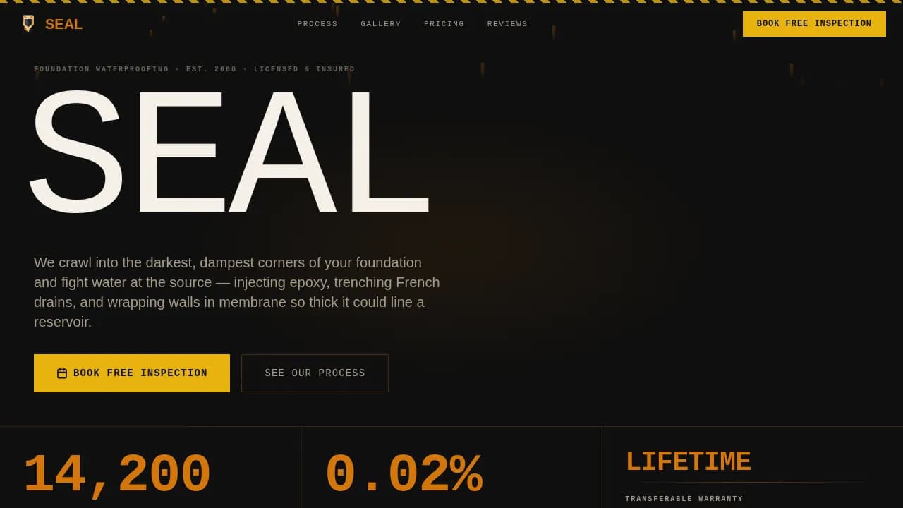 Seal - Industrial Foundation Waterproofing Landing Page Template