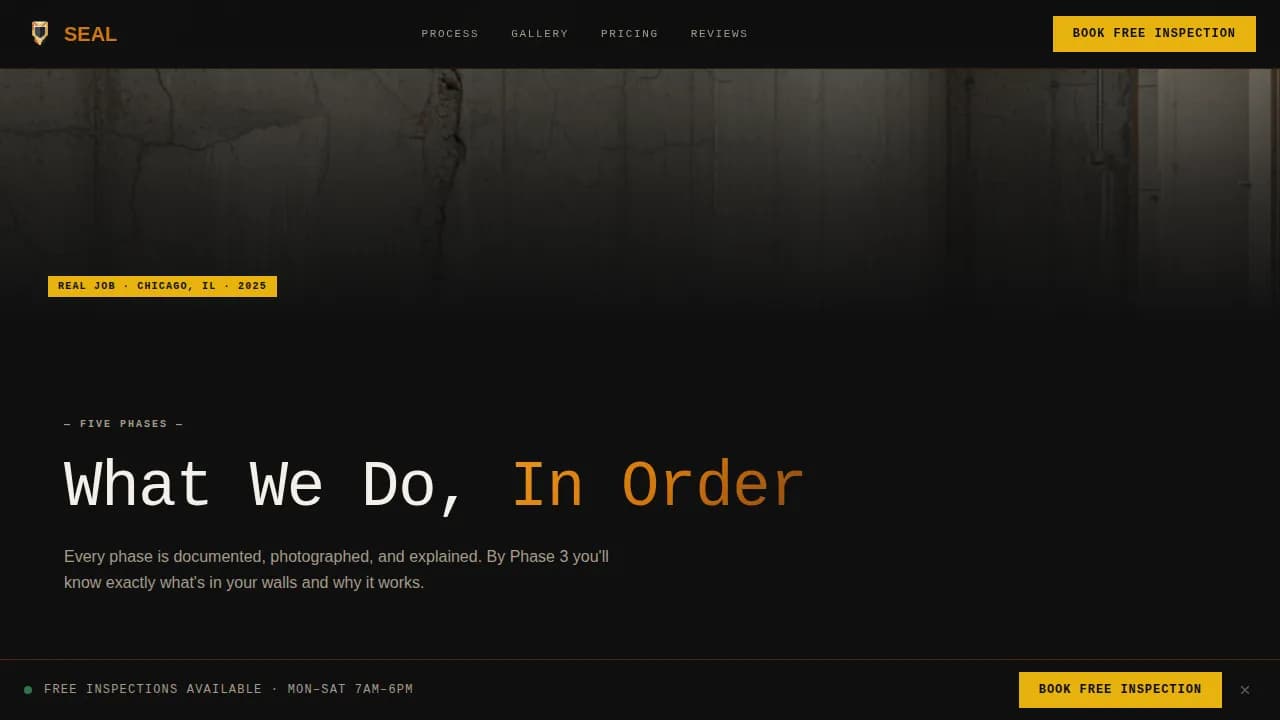 Seal - Industrial Foundation Waterproofing Landing Page Template