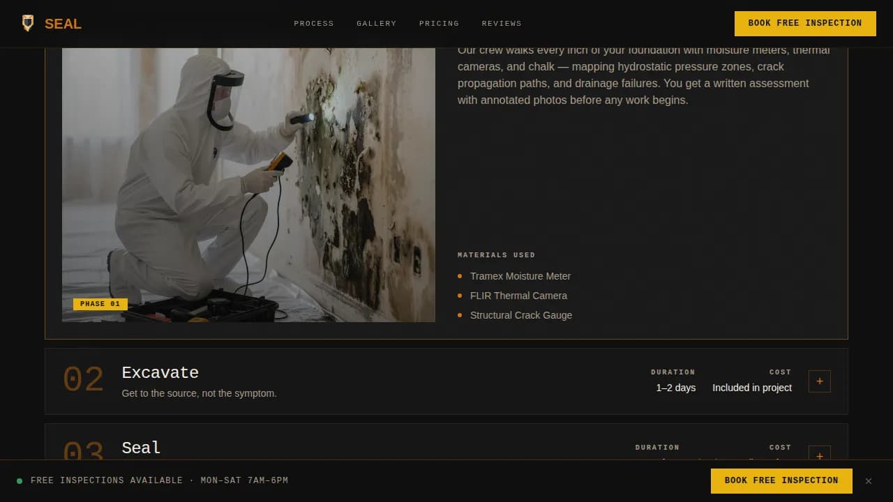 Seal - Industrial Foundation Waterproofing Landing Page Template