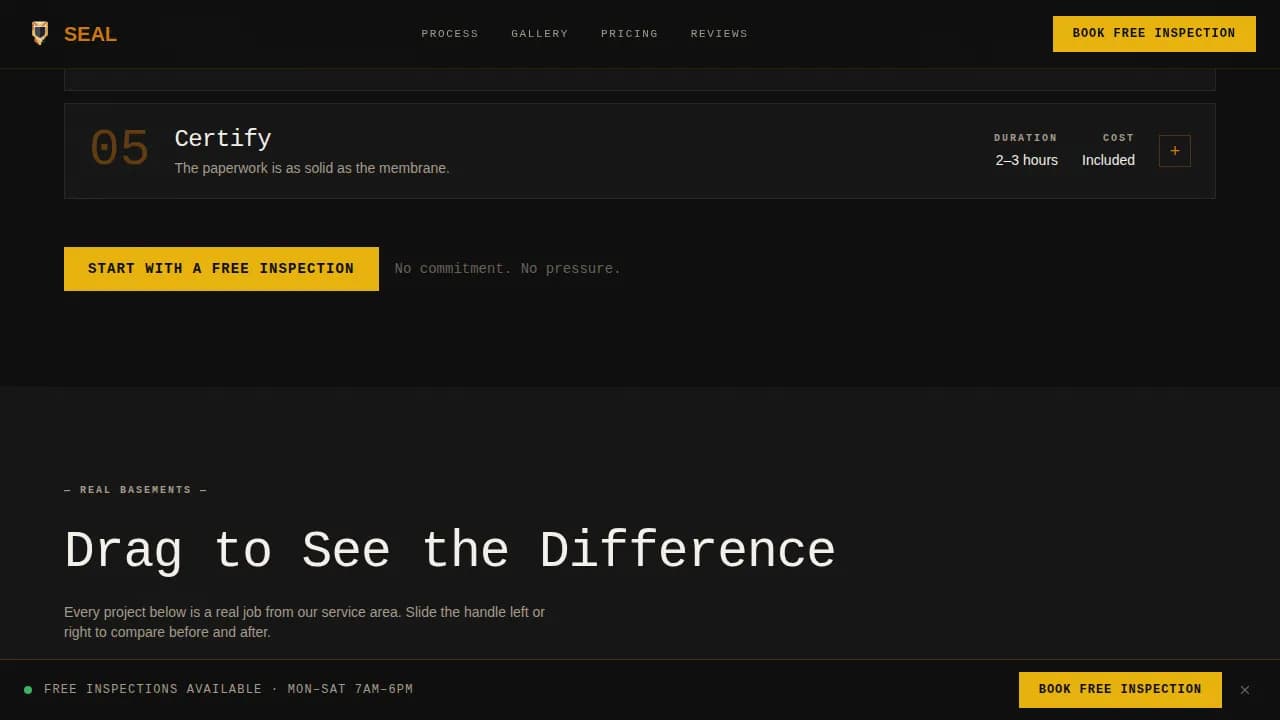 Seal - Industrial Foundation Waterproofing Landing Page Template