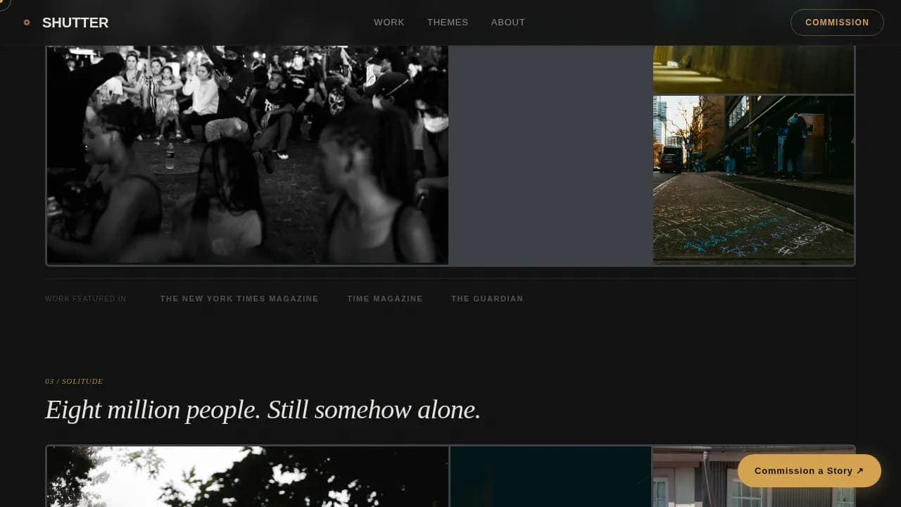 Shutter - Cinematic Documentary Photography Landing Page Template