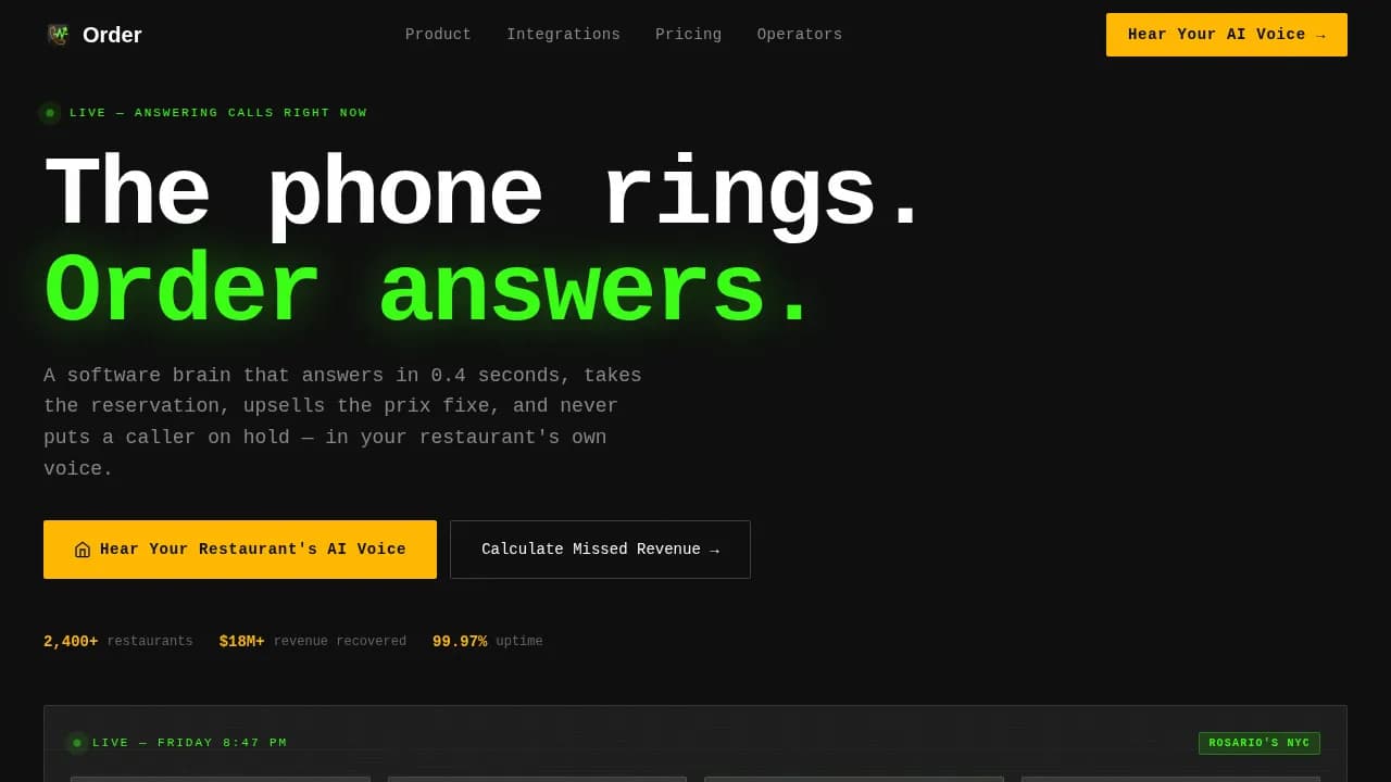 Reserve — Intelligent Restaurant Booking Landing Page Template