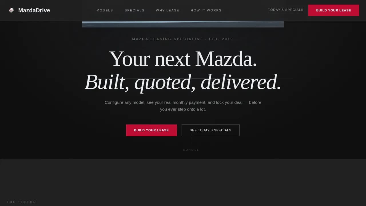 Mazda - Premium Lease Configurator Landing Page Template