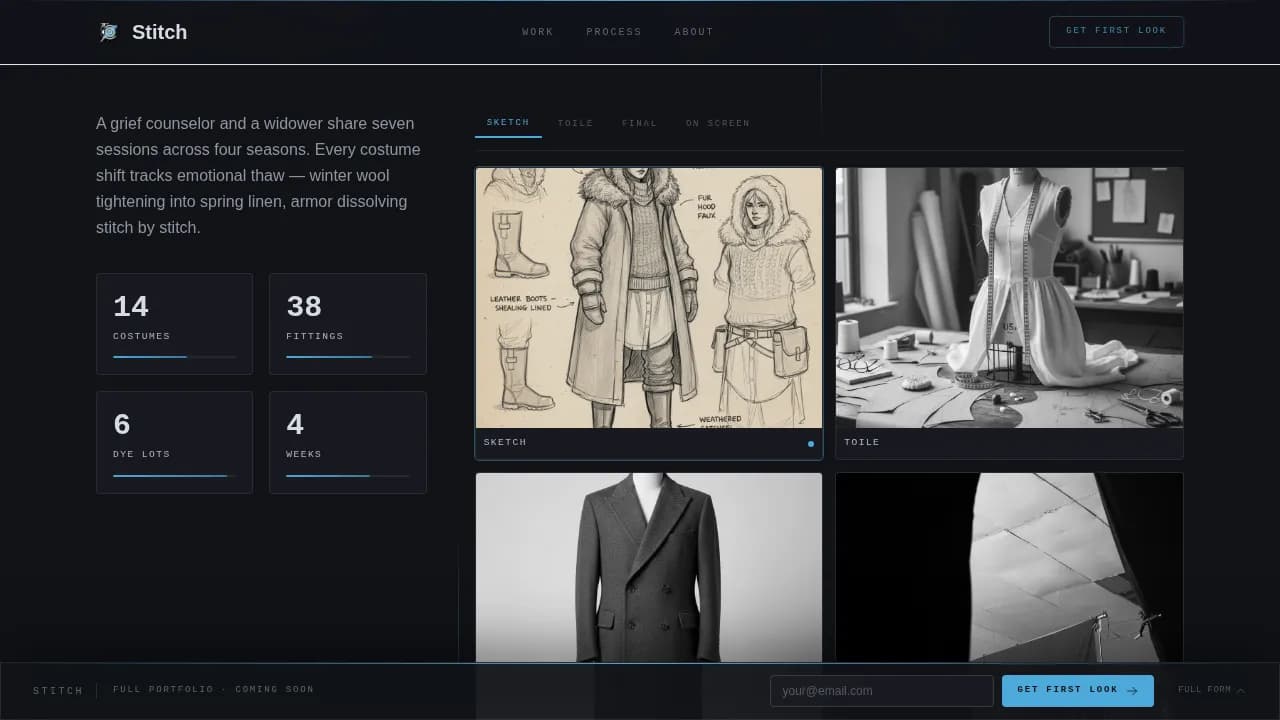 Showcase — Expert Costume Design Portfolio Landing Page Template
