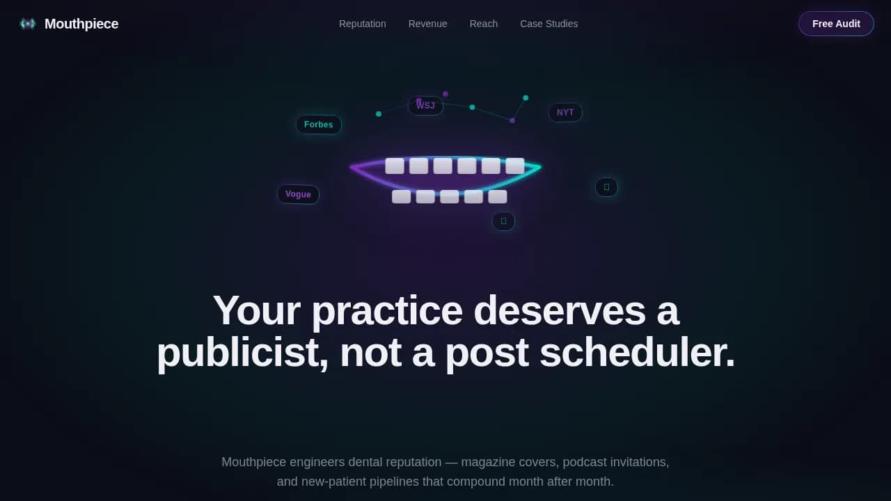 Mouthpiece - Immersive Dental PR Agency Landing Page Template