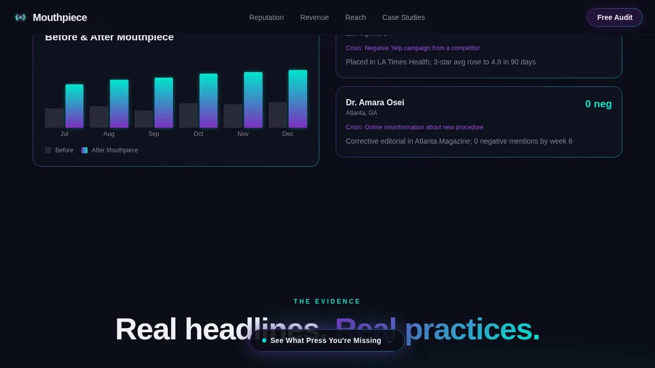 Mouthpiece - Immersive Dental PR Agency Landing Page Template