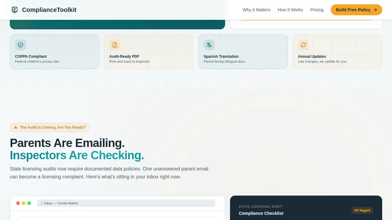 Safeguard — Regulatory Childcare Documentation Landing Page Template