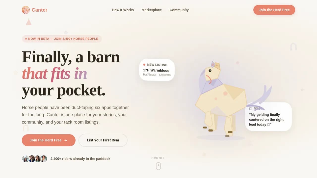 Stable — Equestrian Community Platform Landing Page Template