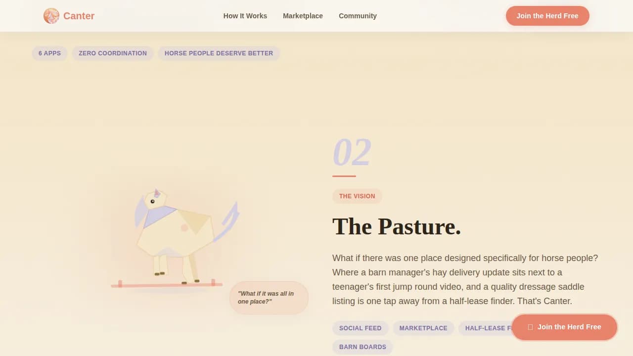 Stable — Equestrian Community Platform Landing Page Template