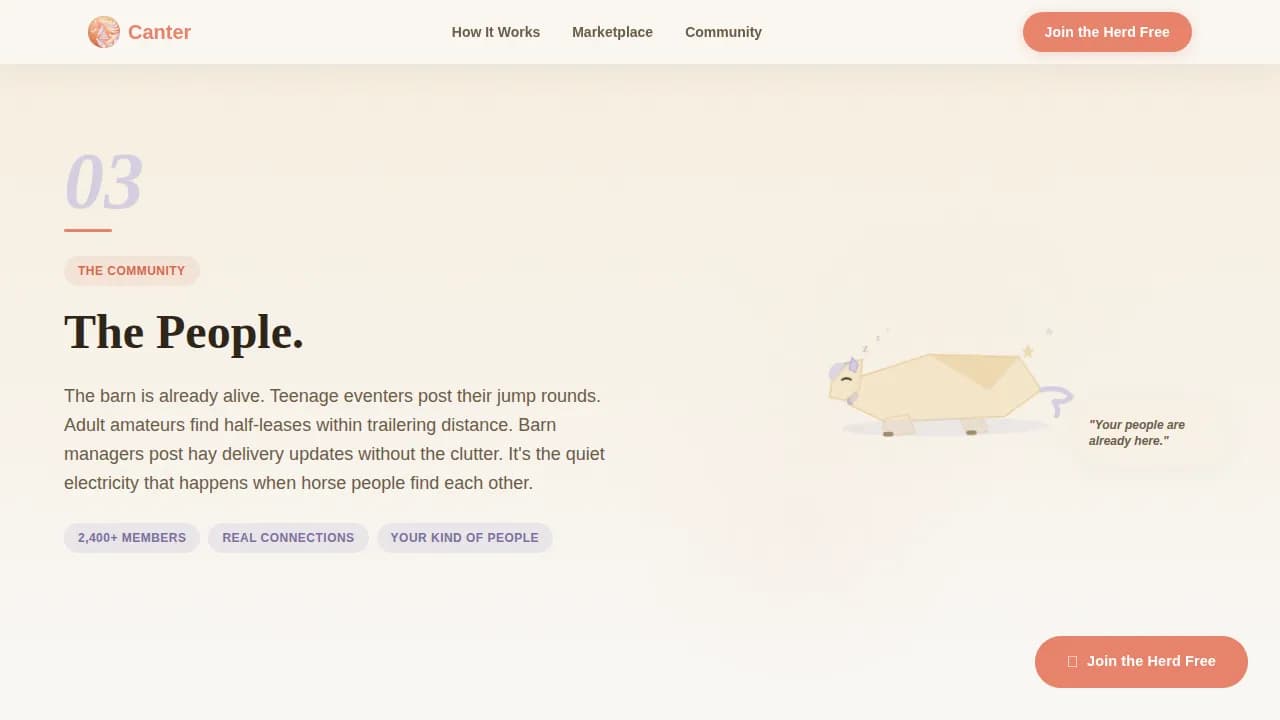 Stable — Equestrian Community Platform Landing Page Template