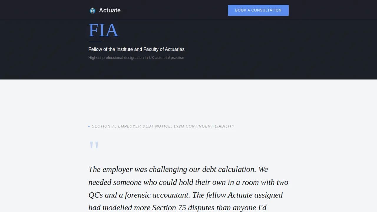 Calculate — Premium Actuary Services Landing Page Template
