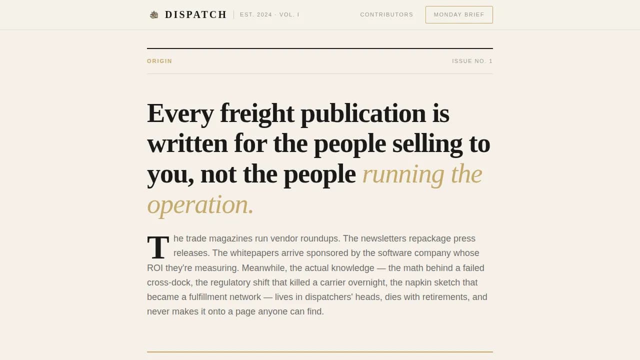 Route — Authority Logistics Insights Landing Page Template