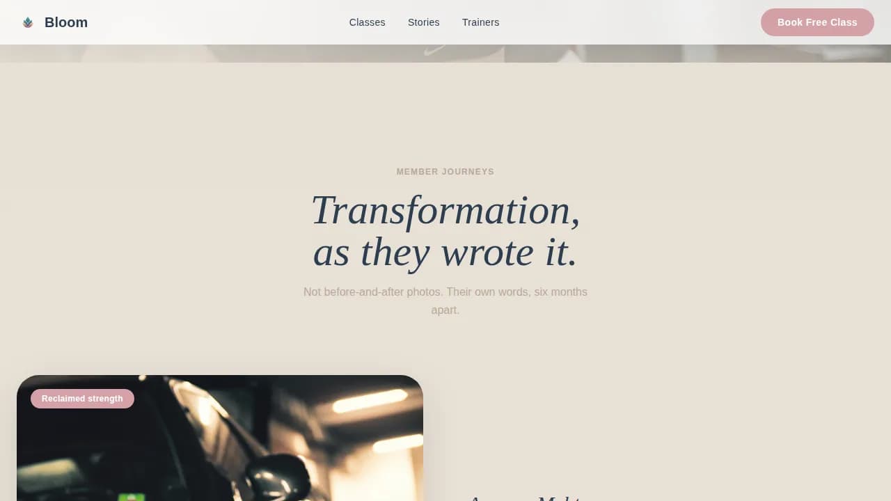 Women-Only Gym Website Template with Transformation Stories