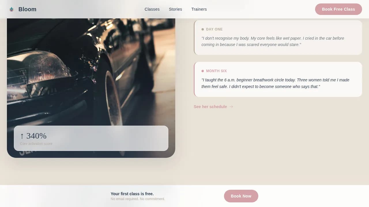 Women-Only Gym Website Template with Transformation Stories
