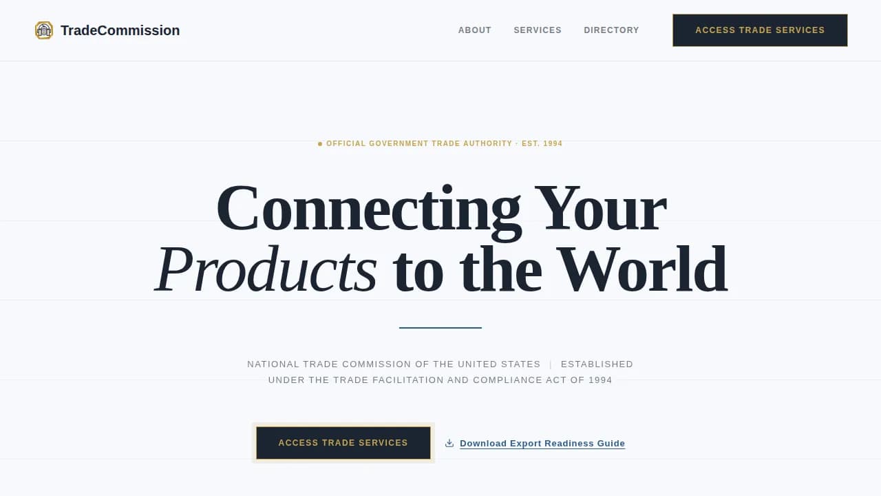 Commission - Authoritative Export Gateway Landing Page Template