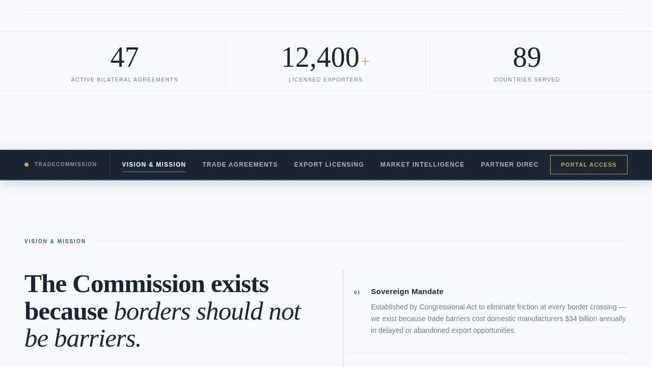 Commission - Authoritative Export Gateway Landing Page Template