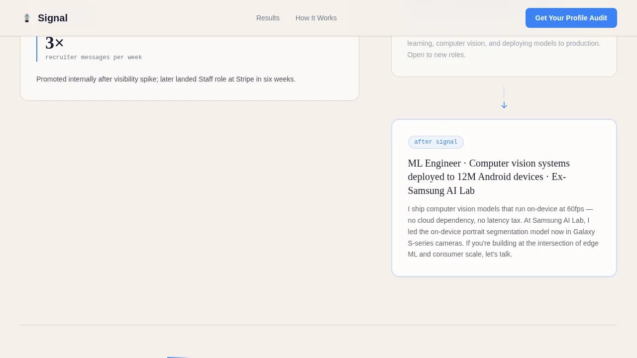 Signal - Precision LinkedIn Optimization Landing Page Template