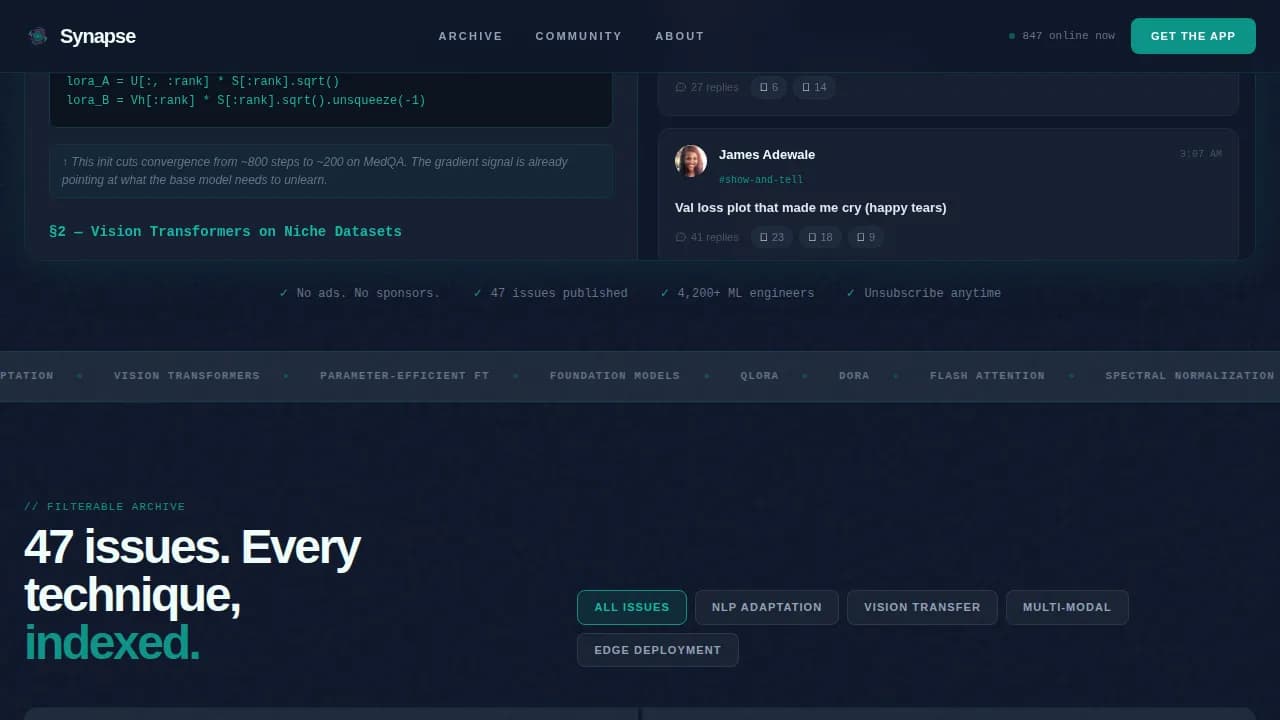Synapse — Advanced Machine Learning Community Landing Page Template