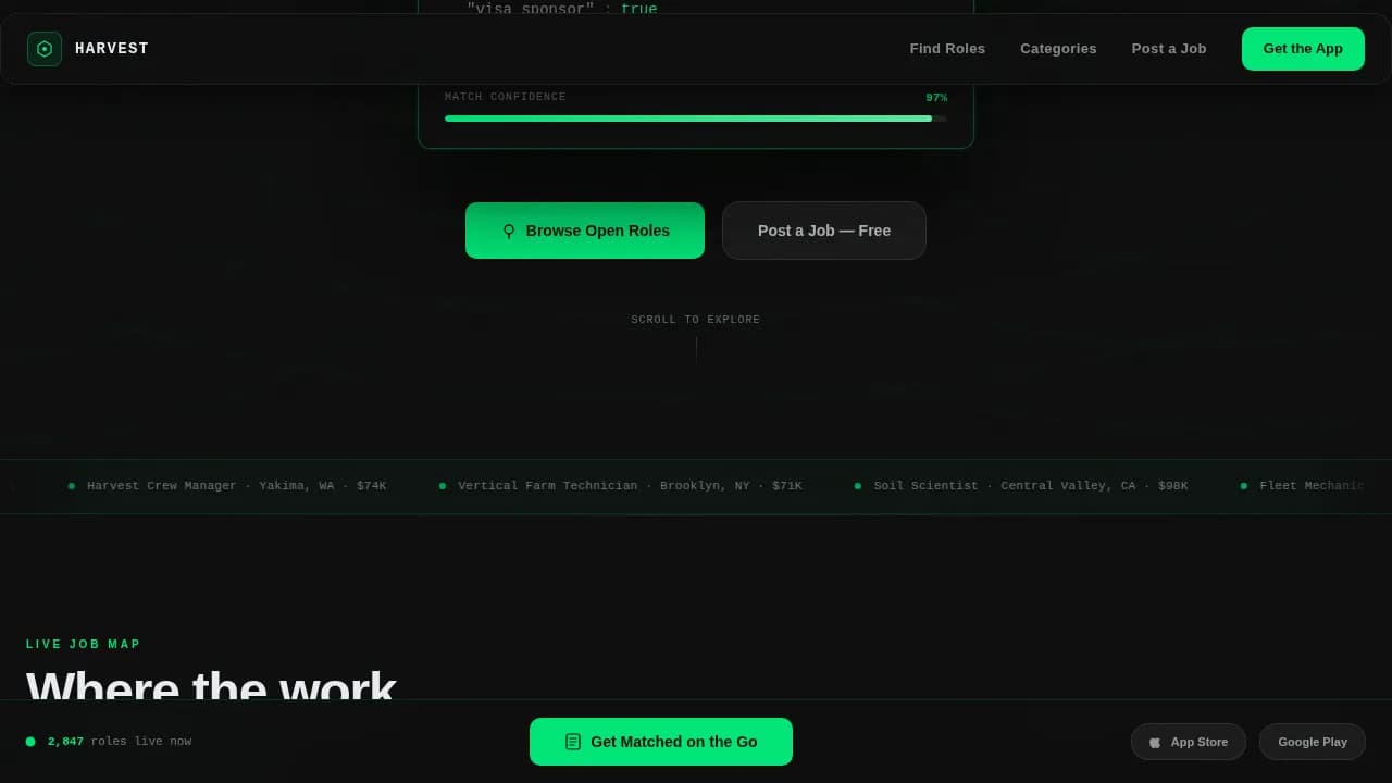 Harvest — Smart Agriculture Recruitment Landing Page Template
