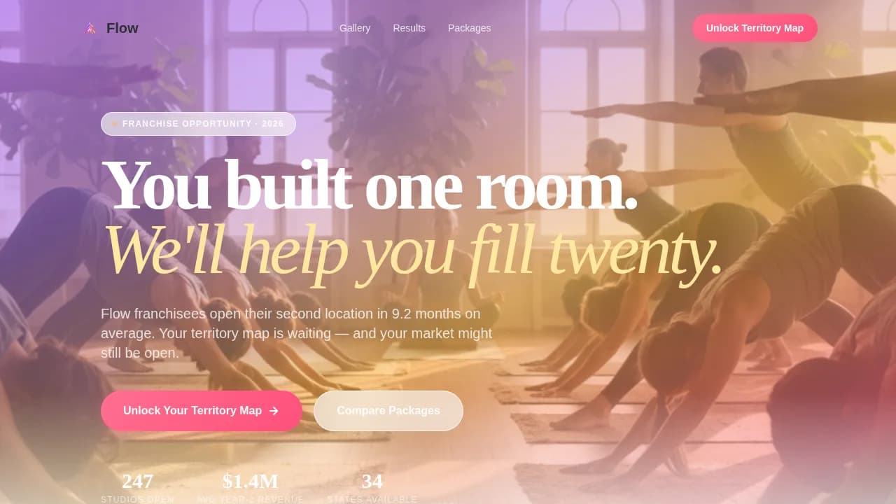 Flow — Scalable Yoga Studio Franchise Landing Page Template