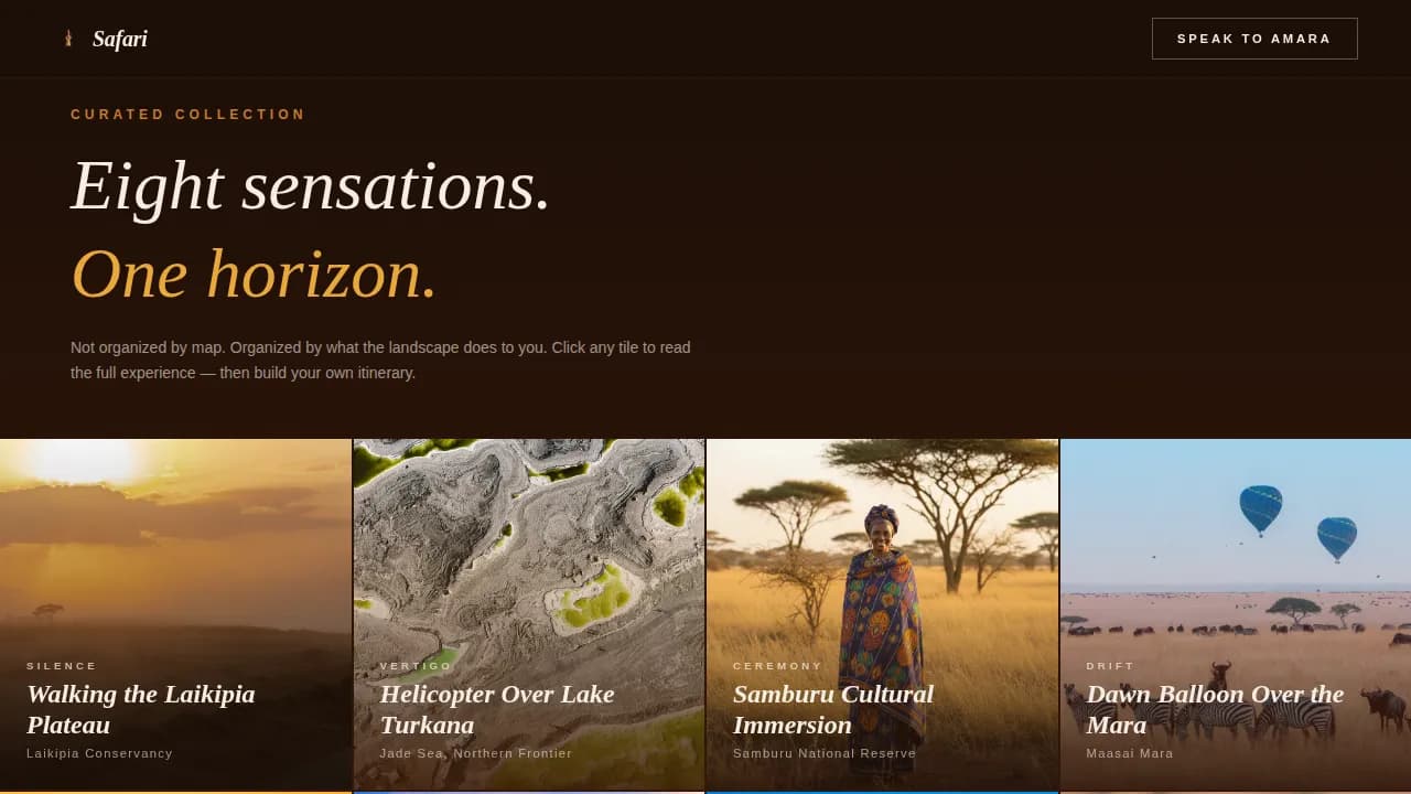 Safari — Curated Kenya Travel Experience Landing Page Template